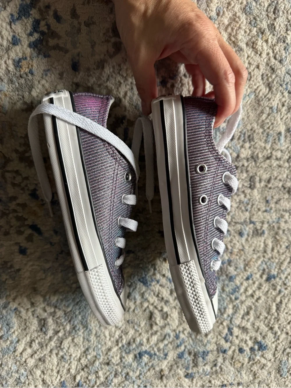 Converse Low-Top Canvas Sneakers in Metallic Purple, NWOT